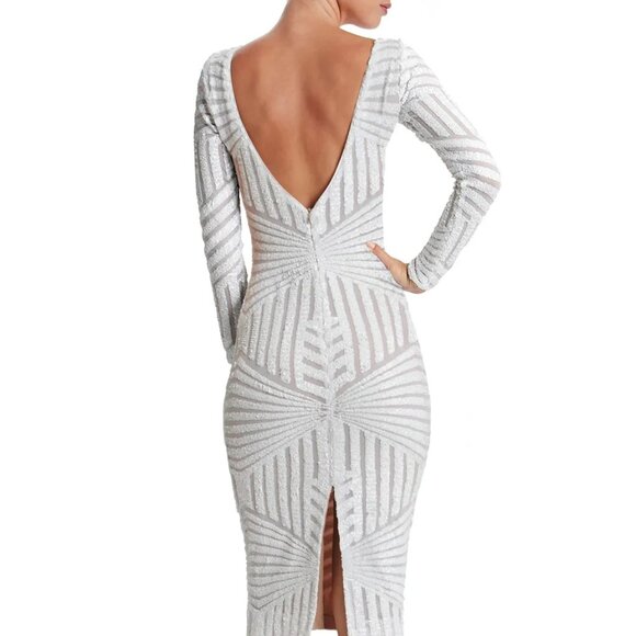 NEW DRESS THE POPULATION Emery Sequin Placement Dress White Size XXL - Picture 4 of 7